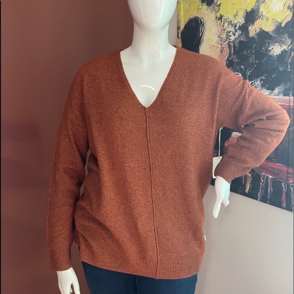 ⭐️a.n.a Womens V Neck Long Sleeve Pullover Sweater Size L